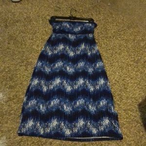 blue and white maxi skirt